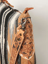 ADBG905 Southwestern Wool Blanket & Tooled Leather Strap Crossbody Bag by American Darling