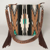 ADBG905 Southwestern Wool Blanket & Tooled Leather Strap Crossbody Bag by American Darling