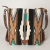ADBG905 Southwestern Wool Blanket & Tooled Leather Strap Crossbody Bag by American Darling