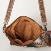 ADBG905 Southwestern Wool Blanket & Tooled Leather Strap Crossbody Bag by American Darling