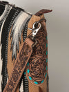 ADBG905 Southwestern Wool Blanket & Tooled Leather Strap Crossbody Bag by American Darling