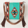 ADBG905 Southwestern Wool Blanket & Tooled Leather Strap Crossbody Bag by American Darling