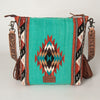 ADBG905 Southwestern Wool Blanket & Tooled Leather Strap Crossbody Bag by American Darling