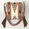 ADBG905 Southwestern Wool Blanket & Tooled Leather Strap Crossbody Bag by American Darling