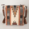 ADBG905 Southwestern Wool Blanket & Tooled Leather Strap Crossbody Bag by American Darling