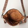 ADBG905 Southwestern Wool Blanket & Tooled Leather Strap Crossbody Bag by American Darling