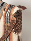 ADBG905 Southwestern Wool Blanket & Tooled Leather Strap Crossbody Bag by American Darling