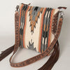 ADBG905 Southwestern Wool Blanket & Tooled Leather Strap Crossbody Bag by American Darling