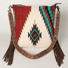 ADBG905 Southwestern Wool Blanket & Tooled Leather Strap Crossbody Bag by American Darling