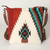 ADBG905 Southwestern Wool Blanket & Tooled Leather Strap Crossbody Bag by American Darling