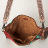 ADBG905 Southwestern Wool Blanket & Tooled Leather Strap Crossbody Bag by American Darling
