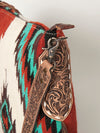 ADBG905 Southwestern Wool Blanket & Tooled Leather Strap Crossbody Bag by American Darling