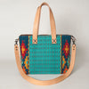 ADBG575 American Darling Western Woven Saddle Blanket & Tooled Leather Fringe Bag