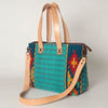 ADBG575 American Darling Western Woven Saddle Blanket & Tooled Leather Fringe Bag