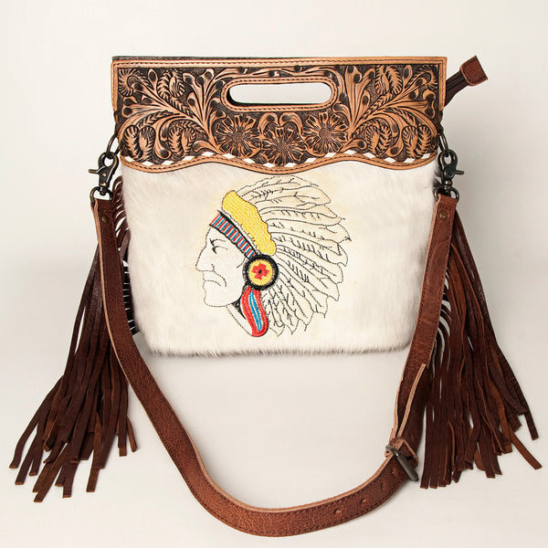 LC-ADBGS146 Western Crossbody Bag - Tooled Leather & Hair-On Hide