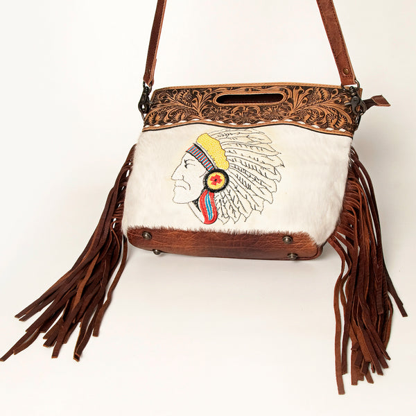 LC-ADBGS146 Western Crossbody Bag - Tooled Leather & Hair-On Hide