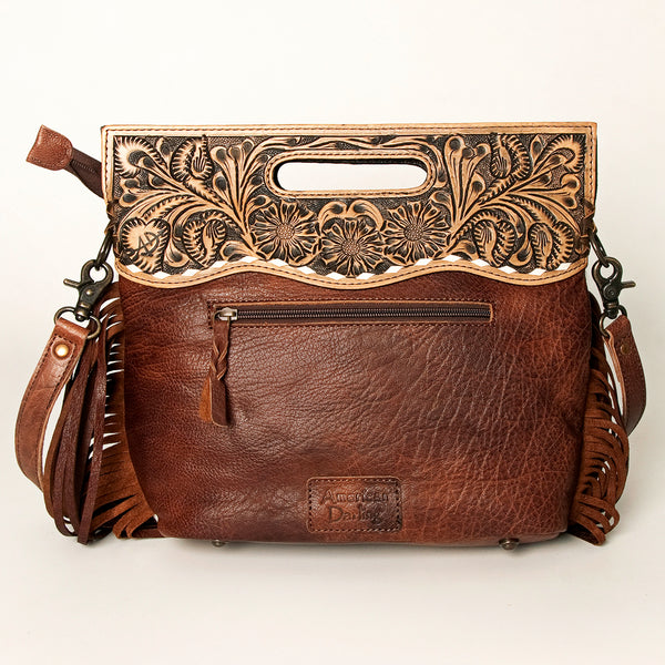 LC-ADBGS146 Western Crossbody Bag - Tooled Leather & Hair-On Hide