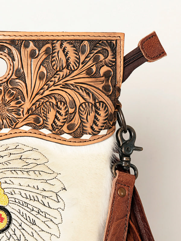 LC-ADBGS146 Western Crossbody Bag - Tooled Leather & Hair-On Hide