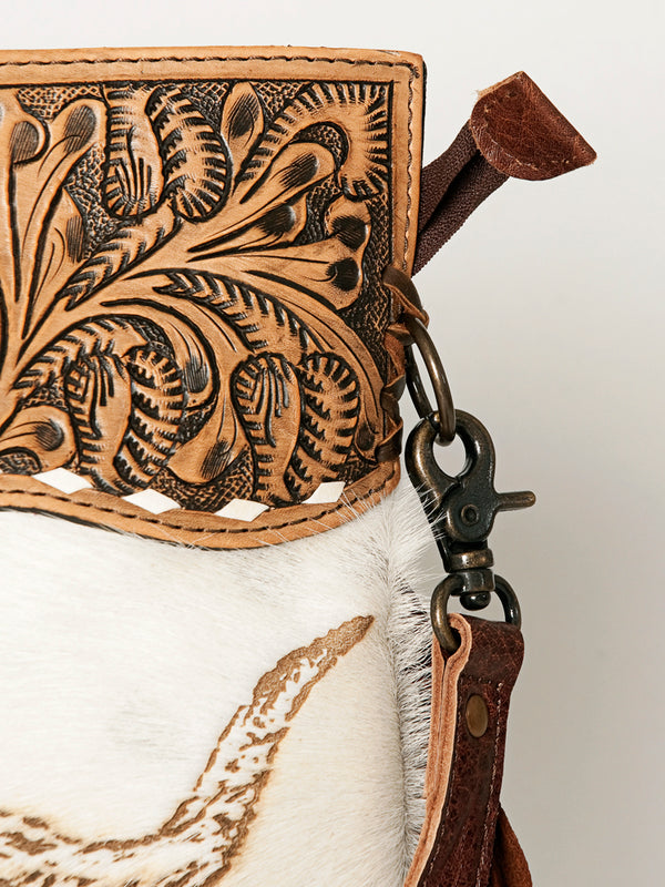LC-ADBGS146 Western Crossbody Bag - Tooled Leather & Hair-On Hide
