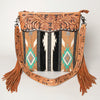 ADBG510 American Darling Signature Cross Body Bag - Hand Tooled Floral Leather & Woven Saddle Blanket