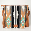 ADBG510 American Darling Signature Cross Body Bag - Hand Tooled Floral Leather & Woven Saddle Blanket