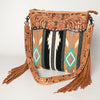 ADBG510 American Darling Signature Cross Body Bag - Hand Tooled Floral Leather & Woven Saddle Blanket