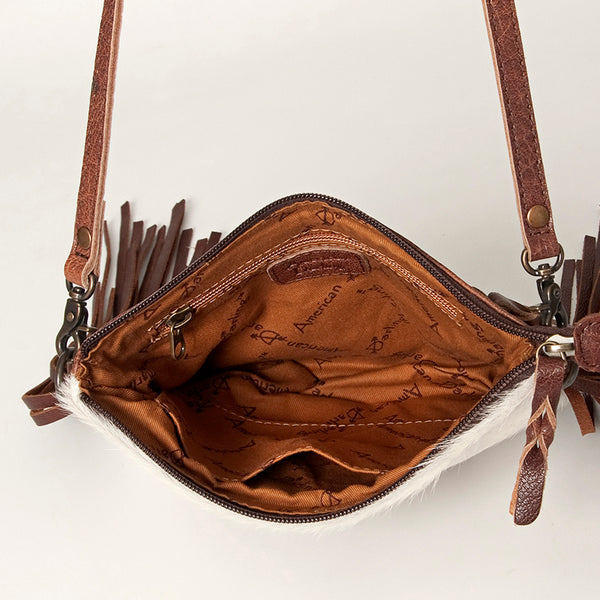 ADBG109 American Darling Western Leather Crossbody Bag Hair-On Cowhide and Fringe