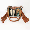 ADBG236 American Darling Hand-Tooled Floral Cross body Bag with Woven Saddle Blanket & Fringes