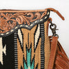 ADBG236 American Darling Hand-Tooled Floral Cross body Bag with Woven Saddle Blanket & Fringes