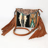 ADBG236 American Darling Hand-Tooled Floral Cross body Bag with Woven Saddle Blanket & Fringes