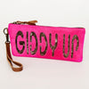 ADBG344 American Darling Western Leather Wristlet Bag with Hair-On Cowhide and Inlay