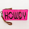 ADBG344 American Darling Western Leather Wristlet Bag with Hair-On Cowhide and Inlay