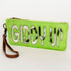 ADBG344 American Darling Western Leather Wristlet Bag with Hair-On Cowhide and Inlay