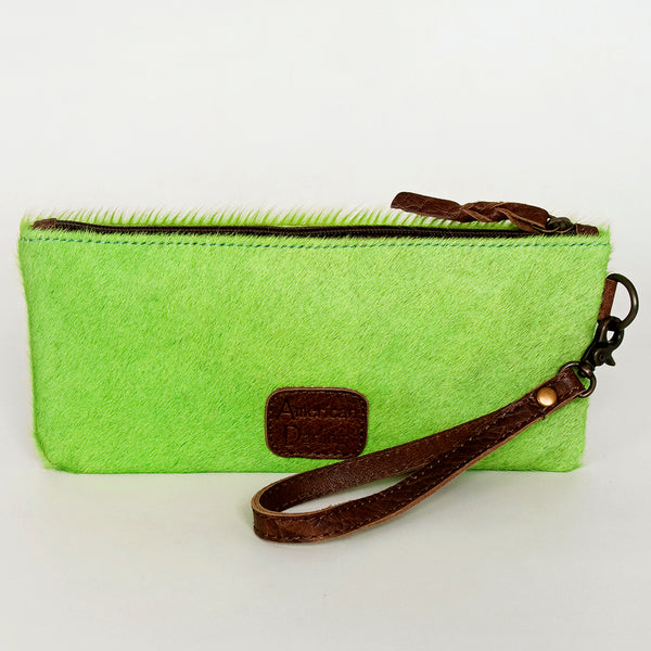 ADBG344 American Darling Western Leather Wristlet Bag with Hair-On Cowhide and Inlay