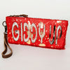 ADBG344 American Darling Western Leather Wristlet Bag with Hair-On Cowhide and Inlay
