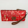 ADBG344 American Darling Western Leather Wristlet Bag with Hair-On Cowhide and Inlay