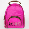ADBGS156 Hot Pink Cowhide Leather Backpack with Inlay - Western Cowgirl Statement Bag