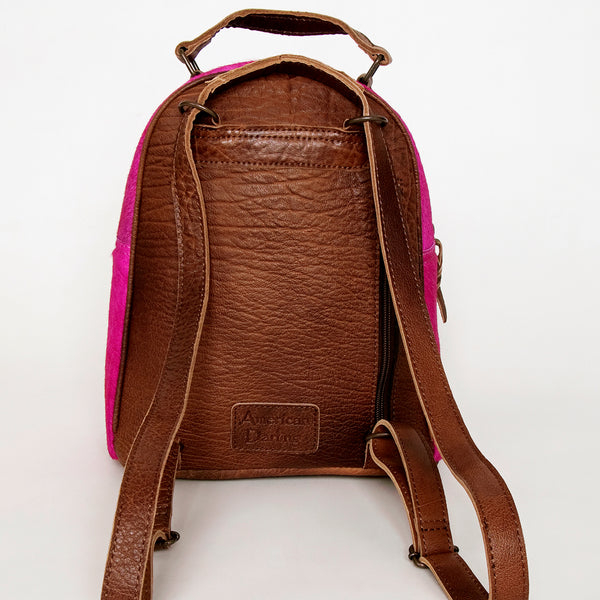 ADBGS156 Hot Pink Cowhide Leather Backpack with Inlay - Western Cowgirl Statement Bag