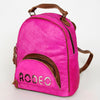 ADBGS156 Hot Pink Cowhide Leather Backpack with Inlay - Western Cowgirl Statement Bag