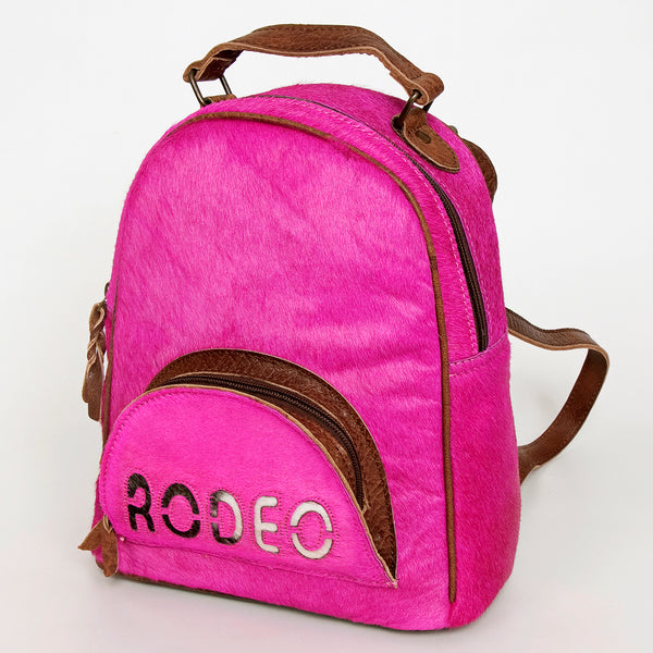 ADBGS156 Hot Pink Cowhide Leather Backpack with Inlay - Western Cowgirl Statement Bag