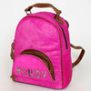 ADBGS156 Hot Pink Cowhide Leather Backpack with Inlay - Western Cowgirl Statement Bag