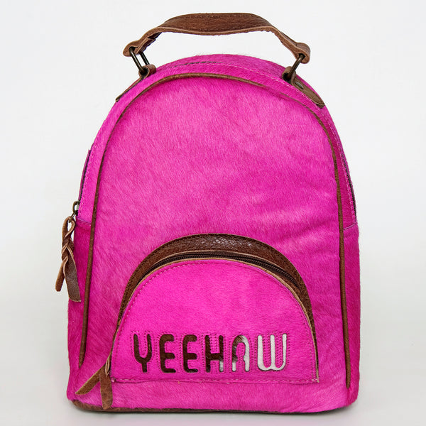 ADBGS156 Hot Pink Cowhide Leather Backpack with Inlay - Western Cowgirl Statement Bag