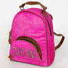 ADBGS156 Hot Pink Cowhide Leather Backpack with Inlay - Western Cowgirl Statement Bag