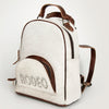 ADBGS156 White Cowhide Leather Backpack with Bold Inlay - Western Cowgirl Classic