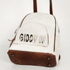 ADBGS156 White Cowhide Leather Backpack with Bold Inlay - Western Cowgirl Classic