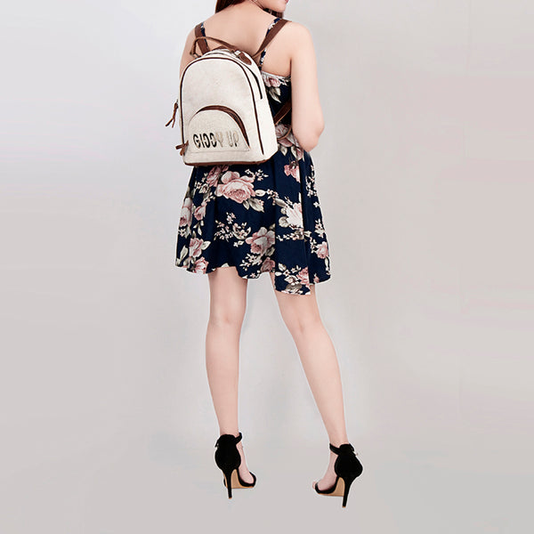 ADBGS156 White Cowhide Leather Backpack with Bold Inlay - Western Cowgirl Classic