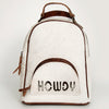 ADBGS156 White Cowhide Leather Backpack with Bold Inlay - Western Cowgirl Classic