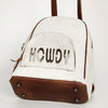 ADBGS156 White Cowhide Leather Backpack with Bold Inlay - Western Cowgirl Classic