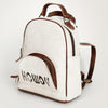 ADBGS156 White Cowhide Leather Backpack with Bold Inlay - Western Cowgirl Classic