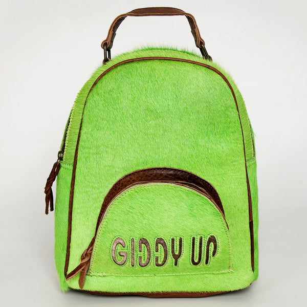 ADBGS156 Green Cowhide Leather Backpack with Bold Inlay - Western Cowgirl Statement Bag